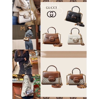 แบรนด์ใหม่ 100% ของแท้ GUCCI HORSEBIT 1955 ซีรี่ส์มินิ / ขนาดกลางกระเป๋าถือกระเป๋าสะพายข้างเดียว