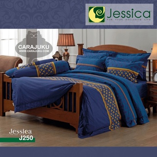 JESSICA ชุดผ้าปูที่นอน พิมพ์ลาย Graphic J250 สีน้ำเงิน #เจสสิกา ชุดเครื่องนอน ผ้าปู ผ้าปูเตียง ผ้านวม ผ้าห่ม กราฟิก