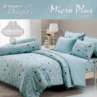 TULIP DELIGHT ชุดผ้าปูที่นอน พิมพ์ลาย Graphic DL082 สีฟ้าอ่อน #ทิวลิป ชุดเครื่องนอน ผ้าปู ผ้าปูเตียง ผ้านวม ผ้าห่ม