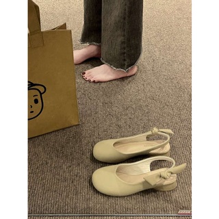 กระเป๋าแฟชั่นนิ้วเท้ารองเท้าแตะเดี่ยวผู้หญิงฤดูใบไม้ผลิ / ฤดูร้อน 2023 บล็อกส้นใหม่รอบนิ้วเท้าวินเทจหนึ่งบรรทัดสายแมรี่เ