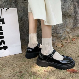รองเท้าวินเทจแมรี่เจนผู้หญิง 2023 ใหม่อเนกประสงค์ญี่ปุ่น JK Block Heel รองเท้าเดี่ยวสไตล์อังกฤษฤดูใบไม้ผลิและฤดูใบไม้ร่ว