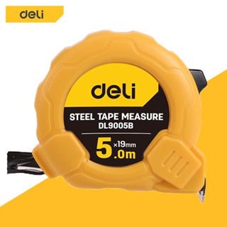 Deli ตลับเมตรโททอล ตลับเมตร 5 เมตร ตลับเมตรหุ้มยาง ตลับเมตรพกพา มีที่หนีบเข็มขัด ช่วยให้พกพาได้สะดวก Measuring Tape