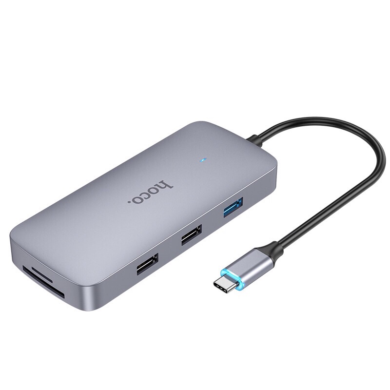 hoco-hb33-ตัวแปลง-10in1-หัว-type-c-easy-display-hub-เป็น-hdmi-vga-lan-usb3-0-usb2-0-sd-tf-pd-3-5-aux-อะแดปเตอร์