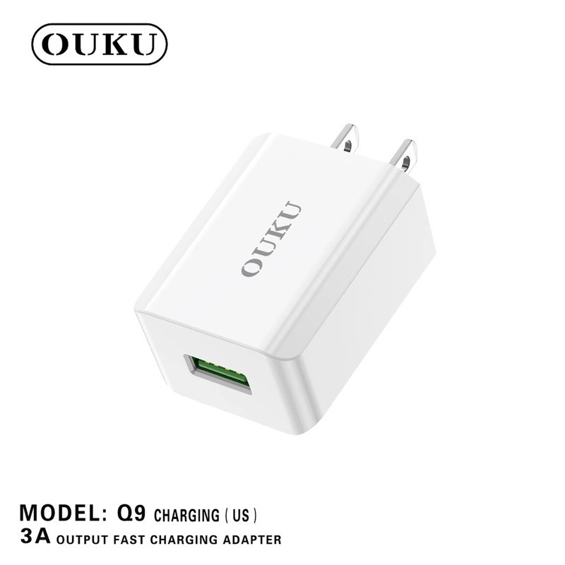 sale-ouku-q9-หัวชาร์จ-พร้อมสายชาร์จ-3a-ชาร์จเร็ว-ชาร์จมือถือ-android-ip-type-c-สายยาว1เมตร-แท้100-ชุดชาร์จ-1usb-3a