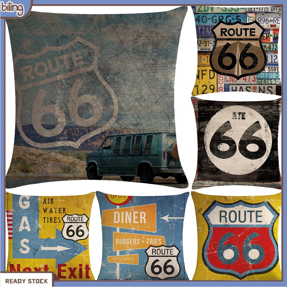 jjzt-ปลอกหมอนอิง-ผ้าลินิน-แบบนิ่ม-ลาย-route-66-สไตล์วินเทจ-สําหรับตกแต่งบ้าน-โซฟา-สํานักงาน