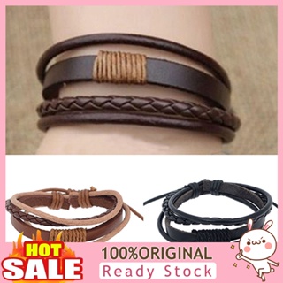 [B_398] Bracelet 4-layers Braided Jewelry Handmade Faux Leather for Unisex