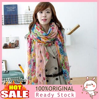 [B_398] Scarf Floral Light Voile Women Shawl for Autumn