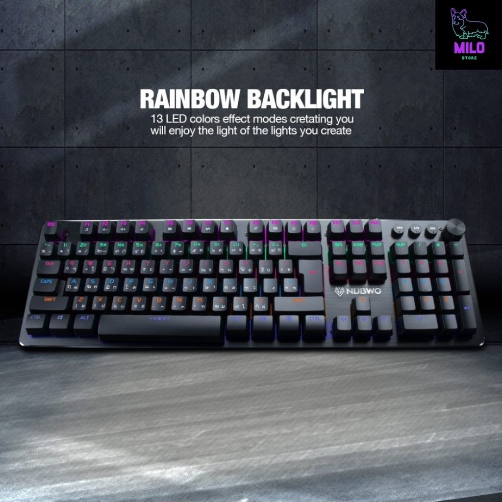 NUBWO NK-34 Flicker Mechanical keyboard คีย์บอร์ดเกมมิ่ง พร้อม knob ที่ ...