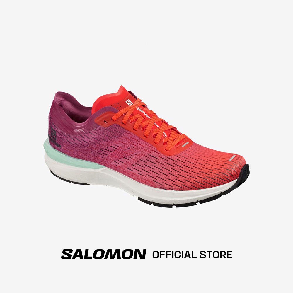 SALOMON SONIC 3 ACCELERATE M SHOES สี CHERRY TO/WH/RH รองเท้าผ้าใบวิ่งถนน  ผู้ชาย