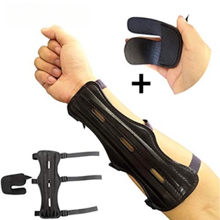 ยามแขนและนิ้วแท็บอุปกรณ์ป้องกันชุดแขนข้อมือสนับสนุนนิ้วยามป้องกันสำหรับ Longbow R Recurve โบว์