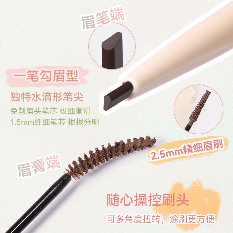 smooth-hold-double-ended-eyebrow-pencil-novo-5654-ดินสอเขียน-2อิน1-คิ้ว-มาสคาร่าคิ้ว-เขียนง่าย-กันน้ำ-กันเหงื่อ