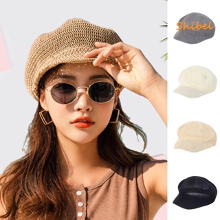 HOT_ ผู้หญิงหมวกกันแดด Sun Breathable Hollow Out สีทึบ Brim Anti-UV บางปรับจิตรกรหมวกผู้หญิง Headwear