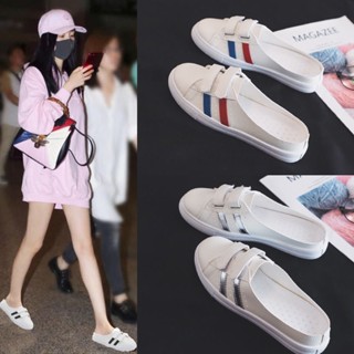 รองเท้า Velcro พื้นกันลื่น ระบายอากาศได้ดี สีขาว เข้ากับทุกชุด สไตล์เกาหลี สําหรับผู้หญิง