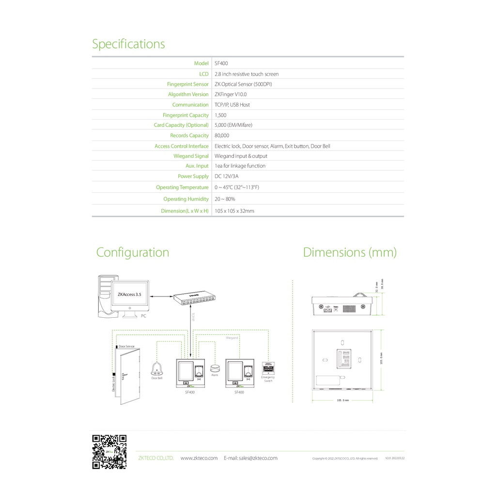 zkteco-sf400-zlm60-access-control-device-อุปกรณ์ควบคุมประตู-รับประกัน-2-ปี