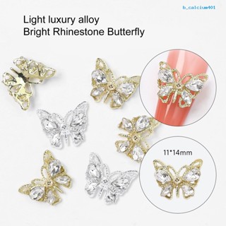 Calciummj 20Pcs Butterfly Nail Charms Shining Rhinestones Inlay Faux Crystal 3D Charms DIY Manicure