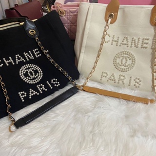 Chanel ใหม่ Xiangjia กระเป๋าสะพายไหล่ กระเป๋าช้อปปิ้ง ทรงโท้ท ประดับไข่มุก แบบพกพา 2023