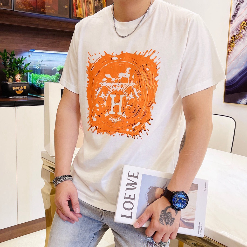 hermes-เสื้อยืดลําลอง-ผ้าฝ้าย-แขนสั้น-พิมพ์ลายรถไฟ-h-home-chariot-สไตล์ยุโรป-แฟชั่นสําหรับผู้ชาย-และผู้หญิง