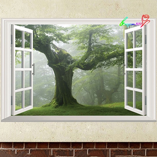 ag-old-forest-tree-3d-window-view-green-living-room-sticker-home-diy-decal