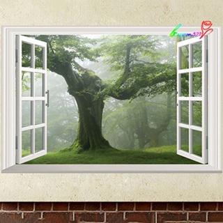 【AG】Old Forest Tree 3D Window View Green Living Room Sticker Home DIY Decal