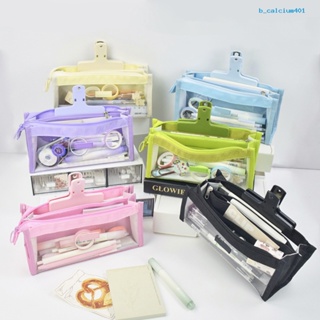 Calciwj Pen Bag 6 Layers Transparent Visible Waterproof Dirt-proof Zipper Boys Girls Pencil Stationery