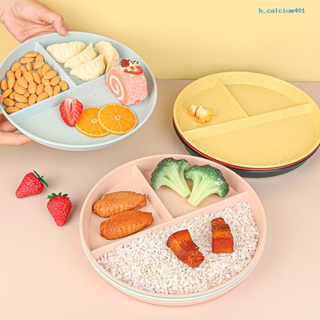 Calciwj Home Breakfast Tableware Children Three Compartment Divided Meal Plate Weight Loss Ration Unbreakable