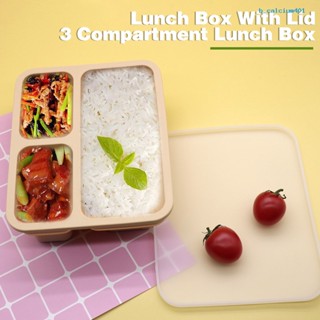 Calciwj Lunch Box with Sealed Lid 3 Compartment Food Grade Silicone Microwave Safe Leakproof