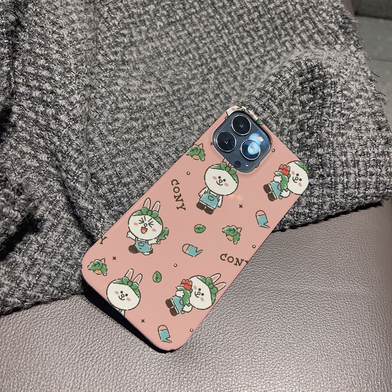 ฟิล์มแข็ง-เคส-iphone-14promax-11-13-12-7plus-8-x-xs-max-การ์ตูนหมีบราวน์-กระต่าย-ป้องกัน-กันกระแทก