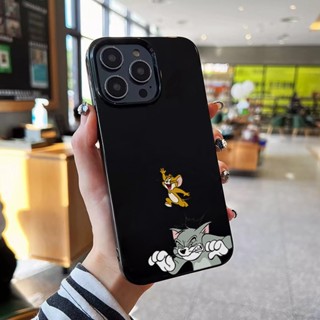 เคสโทรศัพท์ซิลิโคน TPU แบบนิ่ม ลายแมว และหนู มันวาว สําหรับ iphone 14promax 11 13 12 7Plus 8 X XS Max