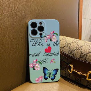 ฟิล์มแข็ง เคส iphone 14 pro Max 11 13 12 7Plus 8 X XS Max แฟชั่น ผีเสื้อ รัก หัวใจ เคสกันกระแทก