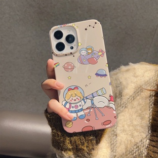 ฟิล์มแข็ง เคส iphone 14 pro Max 11 13 12 7Plus 8 X XS Max การ์ตูน กล้องโทรทรรศน์ เด็กผู้หญิง เคสกันกระแทก