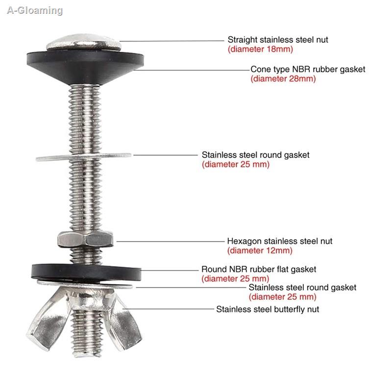 2 Pack Toilet Tank to Bowl Bolt Kits Cistern Bolts Kit,Stainless Steel