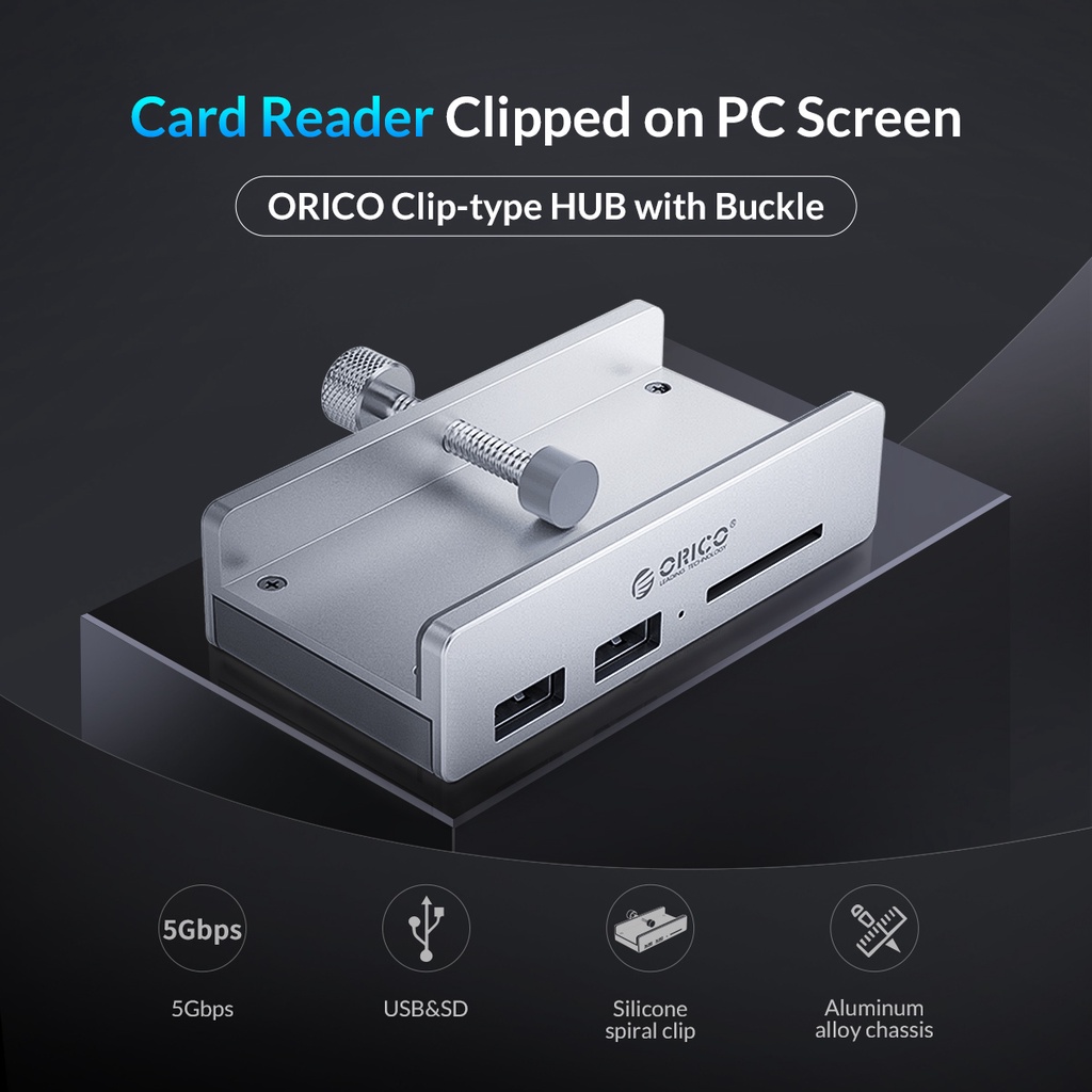 orico-ott-mh2ac-u3-clip-type-usb3-0-hub-with-card-reader-silver-โอริโก้-รุ่น-mh2ac-u3-ฮับยูเอสบีเพิ่มช่องยูเอสบีเพิ่มช่อง-clip-type-usb3-0-with-card-reader-สีเงิน