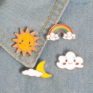 Calciumsp Cartoon Sun Moon Cloud Rainbow Enamel Brooch Pin Bag Collar Lapel Badge Jewelry