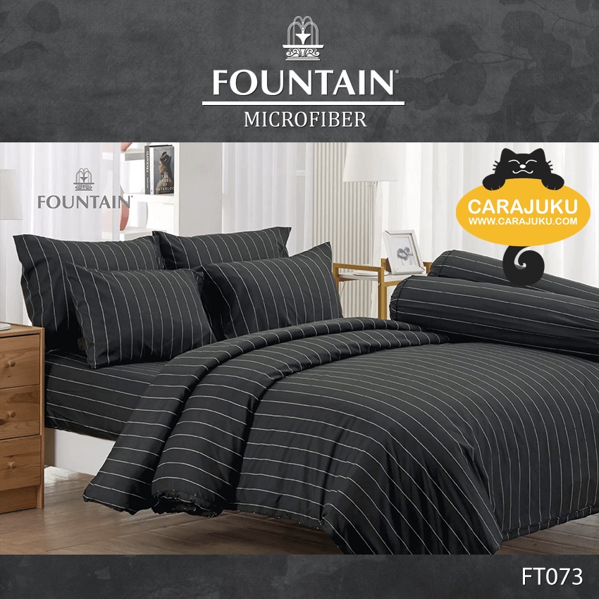 fountain-ชุดผ้าปูที่นอน-พิมพ์ลาย-graphic-ft073-สีดำ-ฟาวเท่น-ชุดเครื่องนอน-ผ้าปู-ผ้าปูเตียง-ผ้านวม-ผ้าห่ม-กราฟฟิก