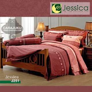 JESSICA ชุดผ้าปูที่นอน พิมพ์ลาย Graphic J251 สีแดง #เจสสิกา ชุดเครื่องนอน ผ้าปู ผ้าปูเตียง ผ้านวม ผ้าห่ม กราฟิก