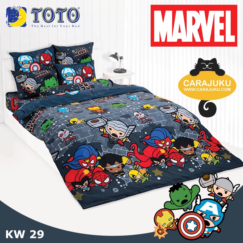 toto-ชุดผ้าปูที่นอน-มาร์เวล-คาวาอิ-marvel-kawaii-kw29-สีเทา-โตโต้-ชุดเครื่องนอน-ผ้าปู-ผ้าปูเตียง-ผ้านวม-ผ้าห่ม-avengers