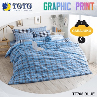 TOTO (ชุดประหยัด) ชุดผ้าปูที่นอน+ผ้านวม ลายสก็อต Scottish Pattern TT708 BLUE สีน้ำเงิน #โตโต้ ชุดเครื่องนอน ผ้าปูที่นอน