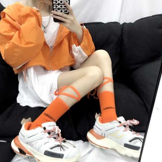 lolita strappy socks ถุงน่องเรืองแสงสไตล์เกาหลีโลลิต้าญี่ปุ่น ins ถุงเท้าลูกวัวน้องสาวนุ่ม