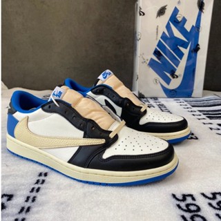 ✑□Sale 100% Travis Scott x Fragment Design Air Jordan 1 Low OG SP รองเท้าบาสเก็ตบอลแท้รองเท้าผ้าใบผู้ชาย