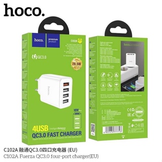 Hoco C102A หัวชาร์จ​4USB+QC3.0 ขากลมแท้100%
