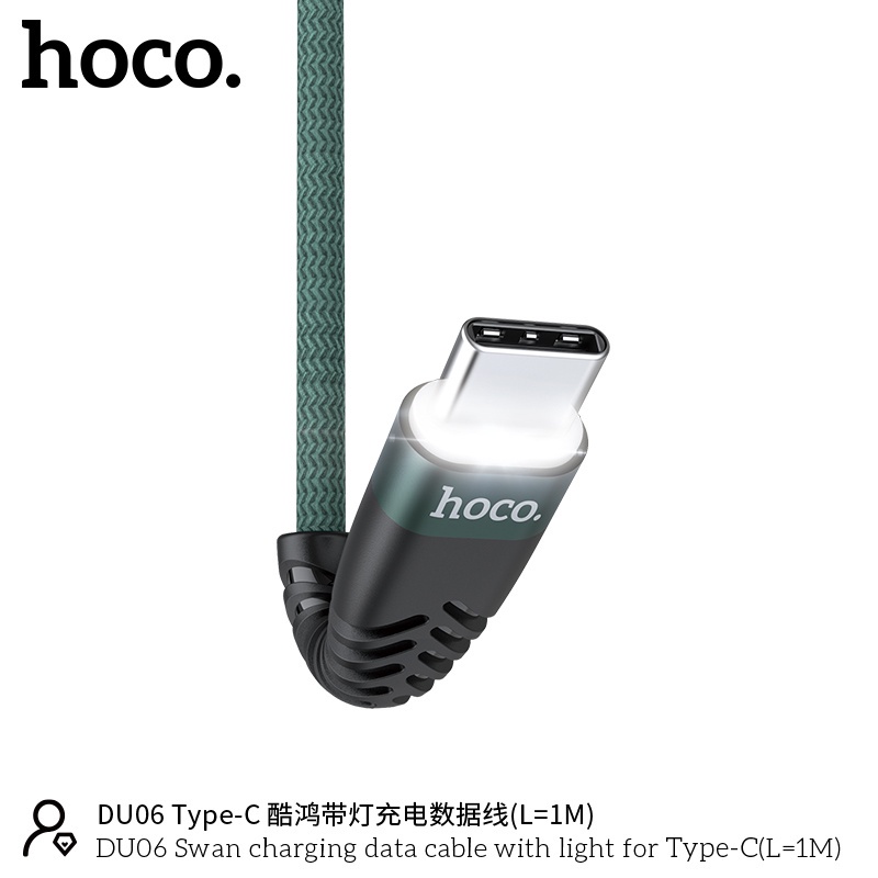 hoco-du06-สายชาร์จใช้สำหรับ-micro-l-type-c-3a-มีไฟ-led-วัสดุคุณภาพดี-พร้อมส่ง