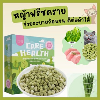 หญ้าฟรีซดราย Care Health ขนมแมว ฟรีซดรายแมว หญ้าและไก่ 25g ขนมแมวระบายก้อนขน