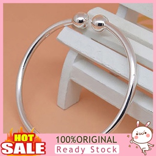 [B_398] Womens Silver Plated Open Cuff Bracelet Simple Bangle