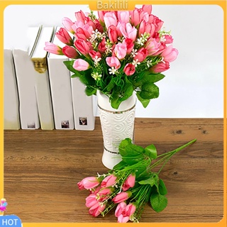 (Bakilili) ช่อดอกทิวลิปประดิษฐ์ 15 ดอก 1 ช่อเป็นมิตรกับสิ่งแวดล้อมสําหรับตกแต่งบ้านงานแต่งงานปาร์ตี้