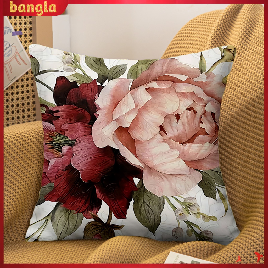bangla-ปลอกหมอน-ผ้าโพลีเอสเตอร์-ลายดอกไม้-ซักทําความสะอาดได้-สําหรับตกแต่งบ้าน