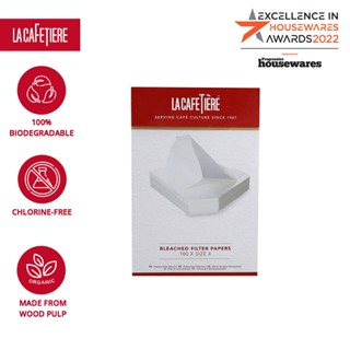 La Cafetiere Bleached Coffee Filter Papers Fit for Coffee Maker , 100% biodegradable , Anti Blowout, Disposable for Pour Over and Drip Coffee Maker- White กระดาษกรองกาแฟดริป