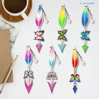 Calcium 1 Set Diamond Painting Bookmark Bright Color Feather Butterfly Shape Elegant Page Markings