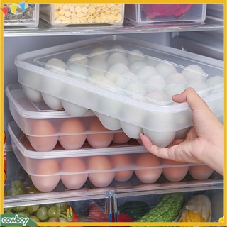 (cowboy) Storage Box Transparent Anti-slip 34 Grids Home Egg Tray for Refrigerator