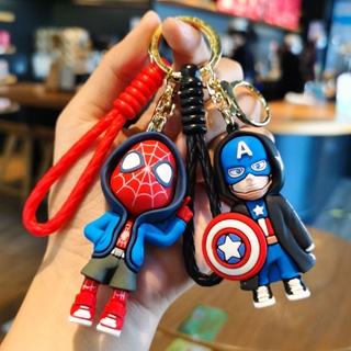 ﹍☬❁ใหม่ PVC Marvel Captain America Spider-Man Iron Man พวงกุญแจ Avengers Alliance Hand Office Aberdeen จี้