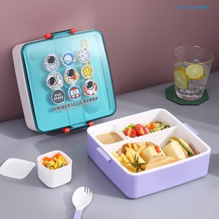 Calciwj 1 Set Bento Box Grid Design Large Capacity Micro-Wave Safe Leak-Proof Portable Children